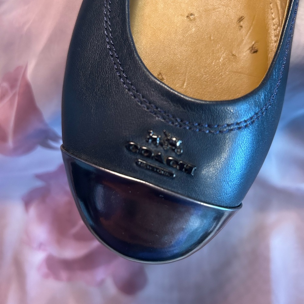 Coach Chelsea Navy Ballet Flats with Silver Toe Cap - Picture 5 of 9